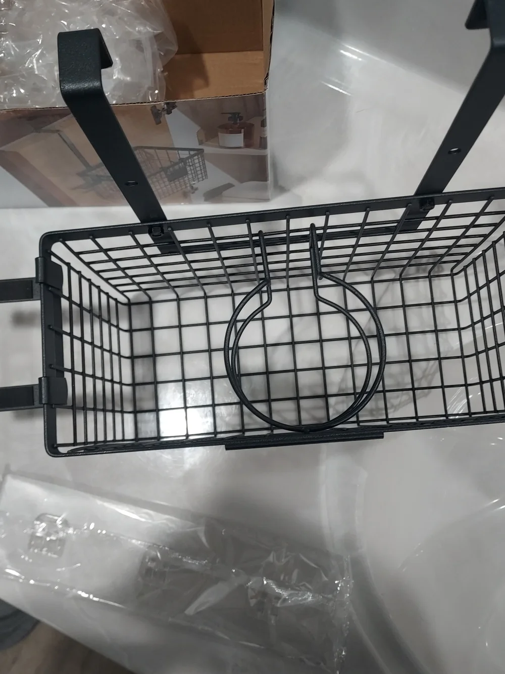 Black Over-the-Door Wire Storage Basket - Multi-Purpose Organizer